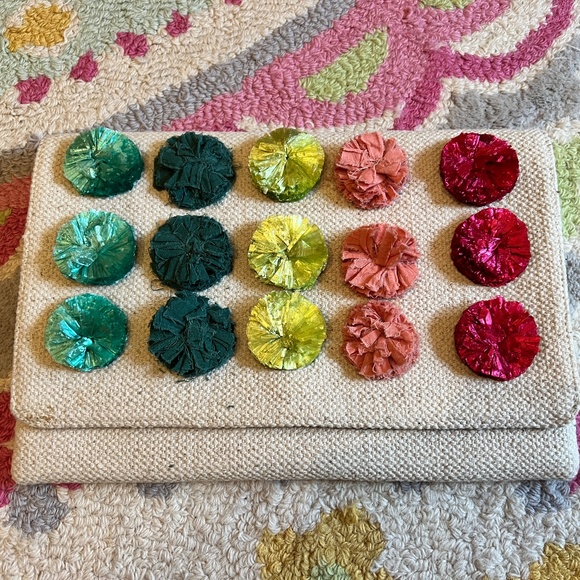 Stella & Dot Clutch w Pom poms - Picture 1 of 3